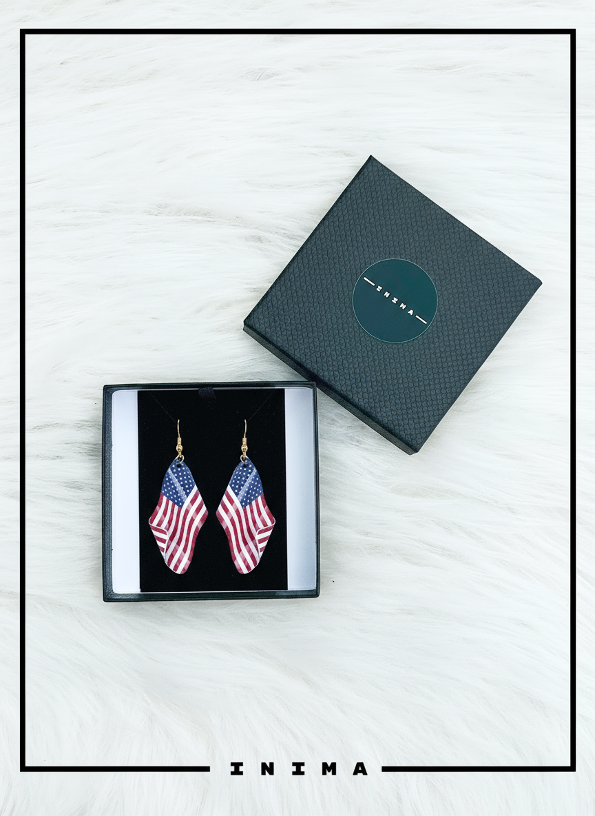 3D American Flag Earrings