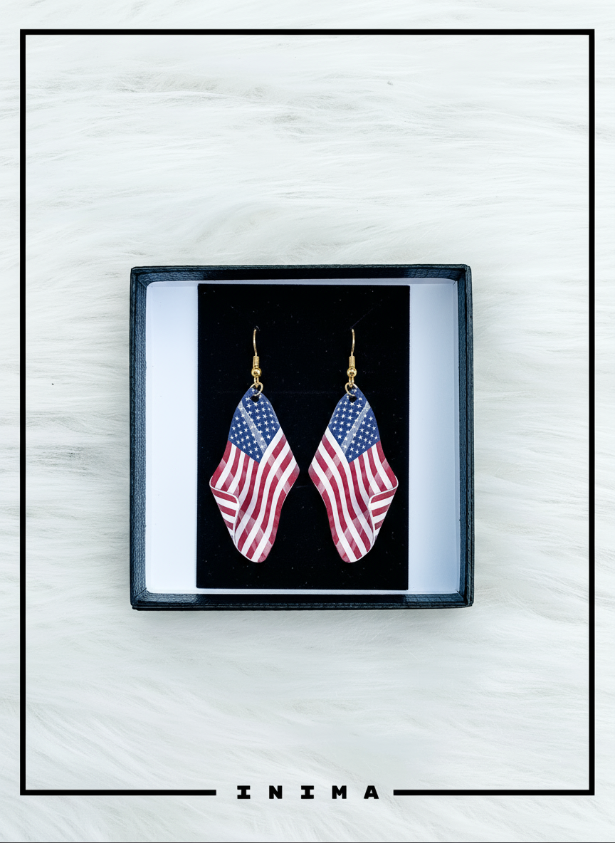 3D American Flag Earrings