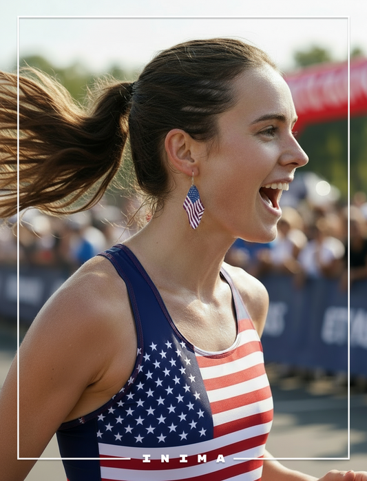 3D American Flag Earrings (Handmade)