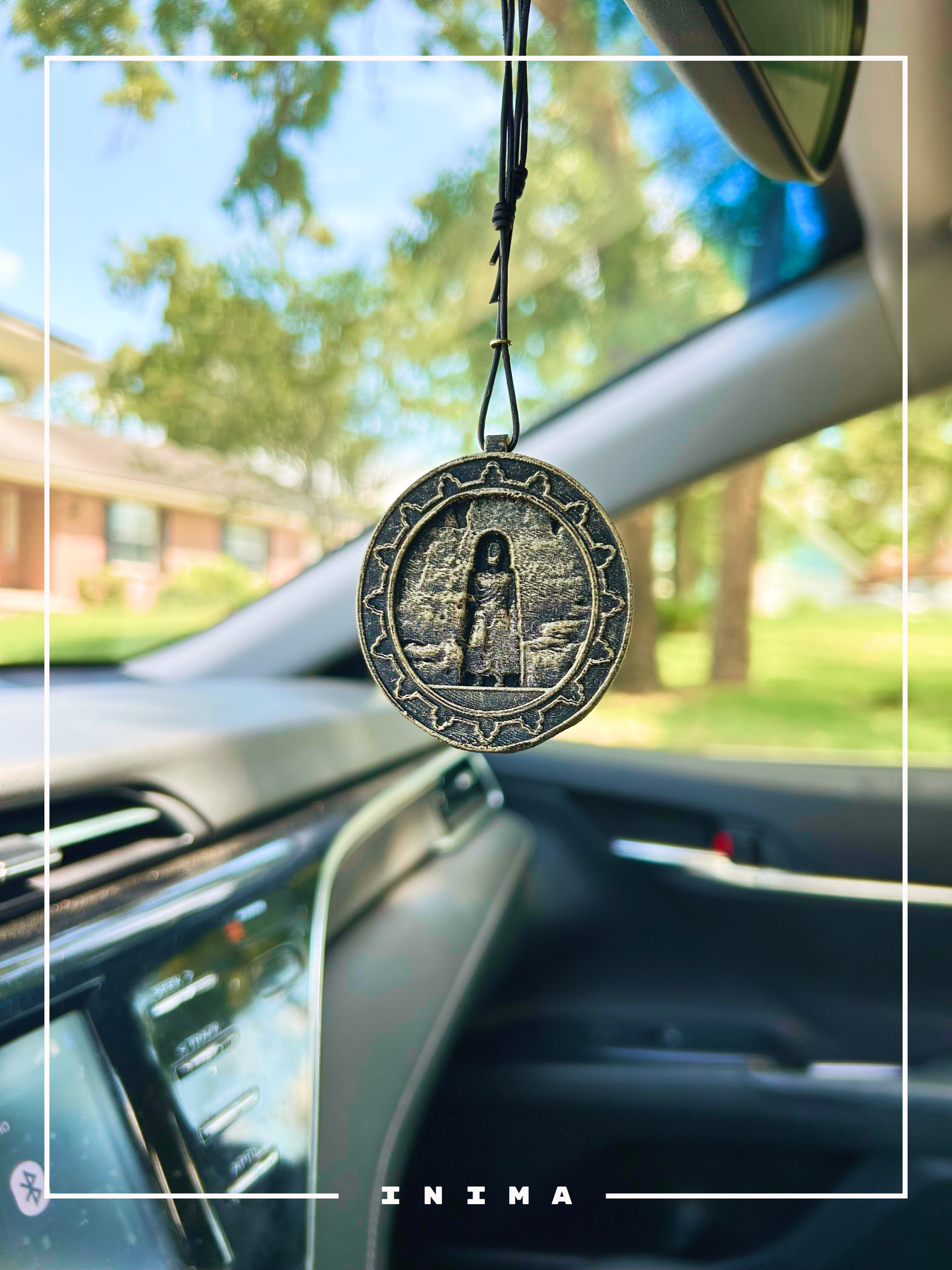 Bamiyan Buddha Dual-Sided Pendant - Rearview Mirror Charm (Handmade, 3D Printed)