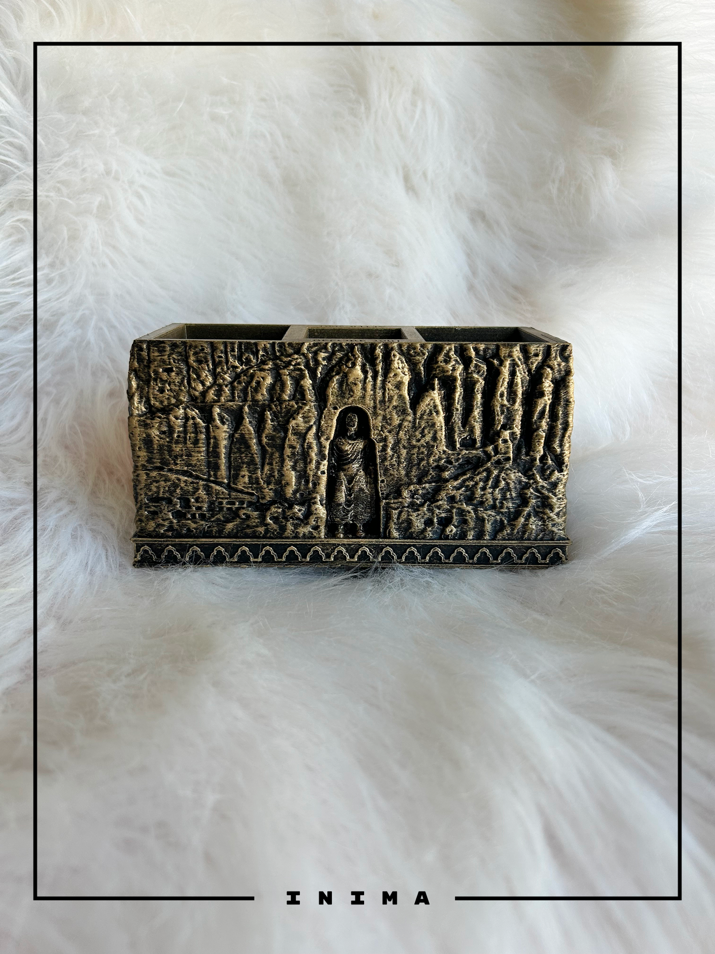 Bamiyan Buddha Pen & Candle Holder (Handmade, 3D Printed Cultural Desk Art)
