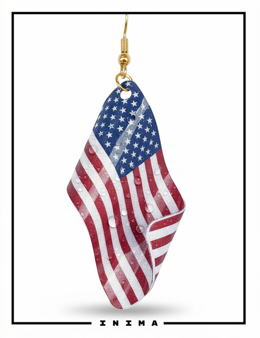 3D American Flag Earrings