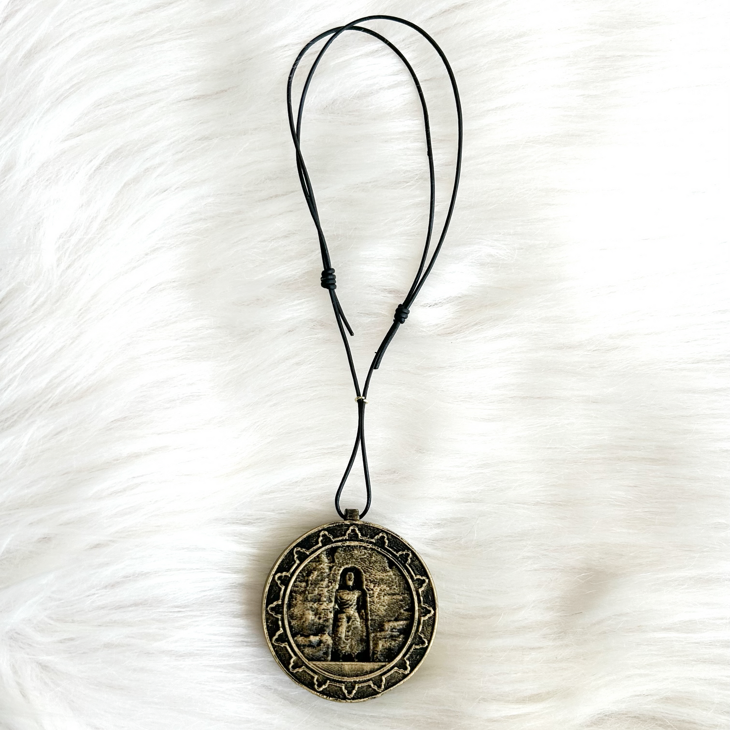 Bamiyan Buddha Dual-Sided Pendant - Car Rearview Mirror Charm (Handmade, 3D Printed)